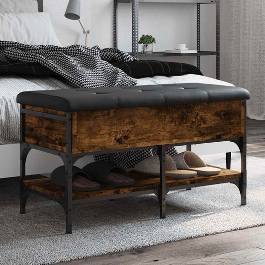 vidaXL Shoe Bench Smoked Oak 82x42x45 cm Engineered Wood