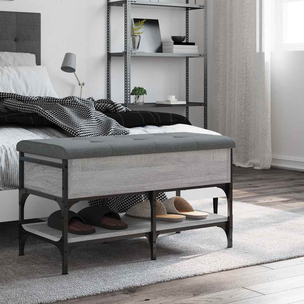 vidaXL Shoe Bench Grey Sonoma 82x42x45 cm Engineered Wood