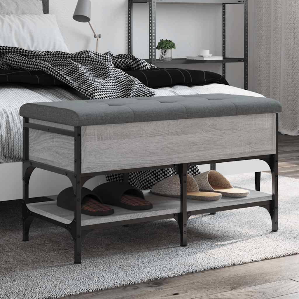 vidaXL Shoe Bench Grey Sonoma 82x42x45 cm Engineered Wood