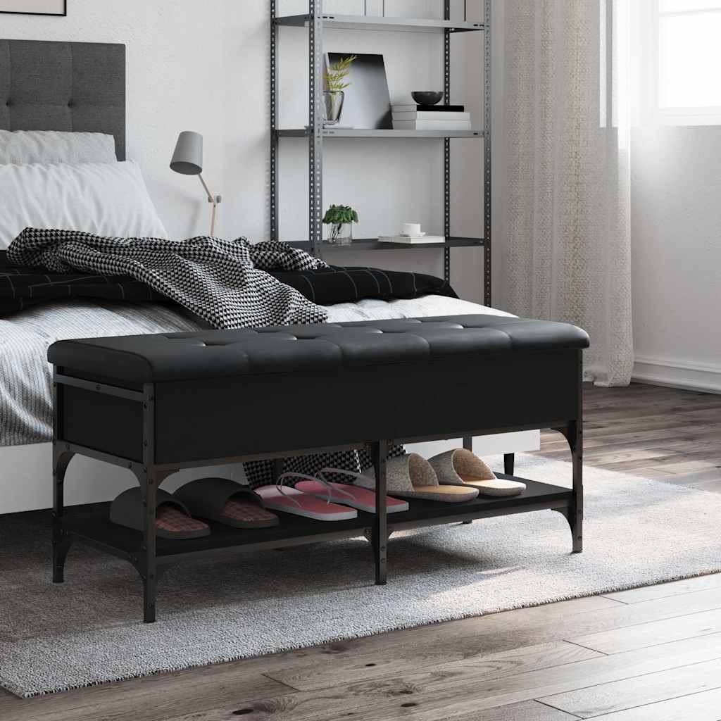 vidaXL Shoe Bench Black 102x42x45 cm Engineered Wood