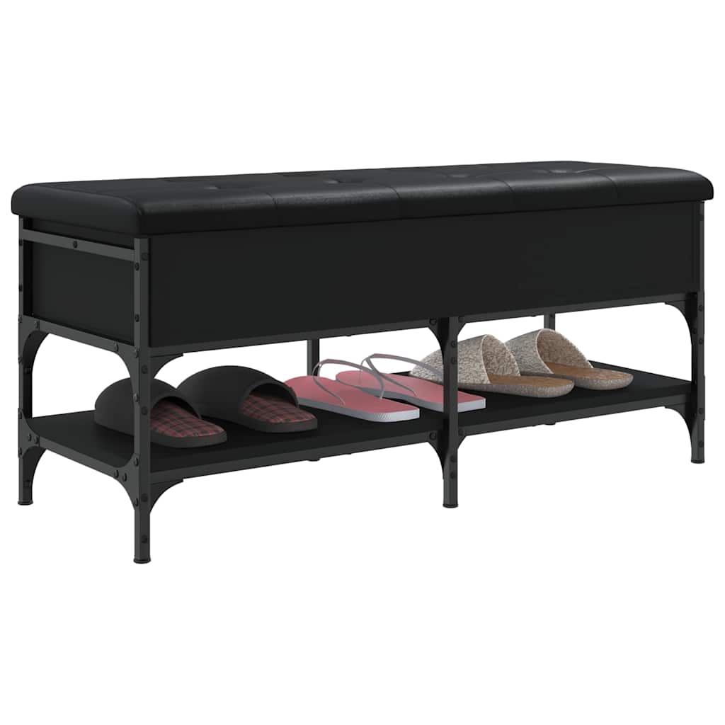 vidaXL Shoe Bench Black 102x42x45 cm Engineered Wood