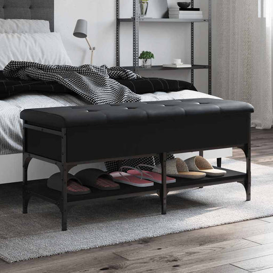 vidaXL Shoe Bench Black 102x42x45 cm Engineered Wood