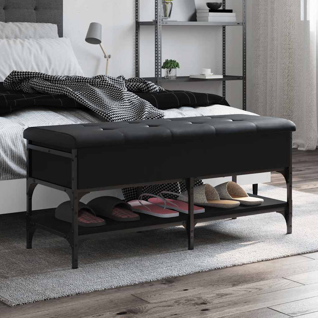 vidaXL Shoe Bench Black 102x42x45 cm Engineered Wood