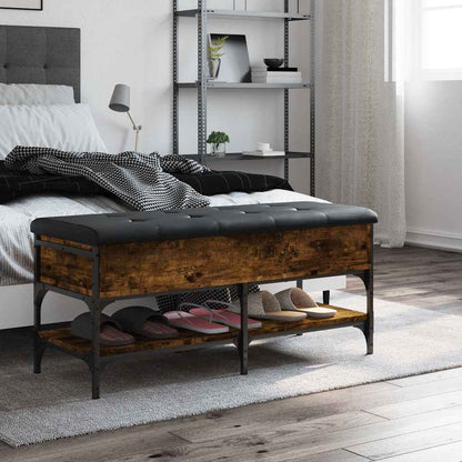 vidaXL Shoe Bench Smoked Oak 102x42x45 cm Engineered Wood