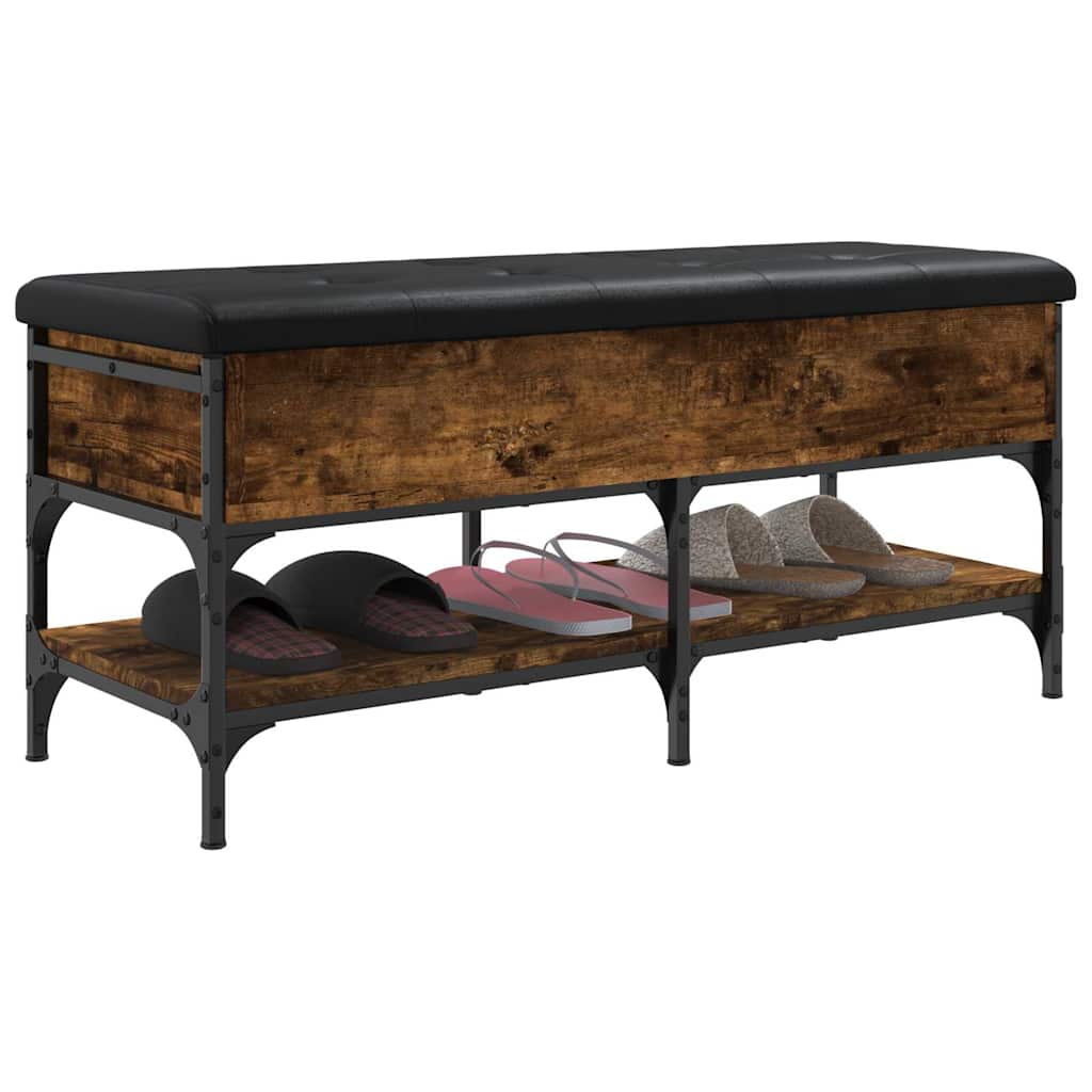 vidaXL Shoe Bench Smoked Oak 102x42x45 cm Engineered Wood