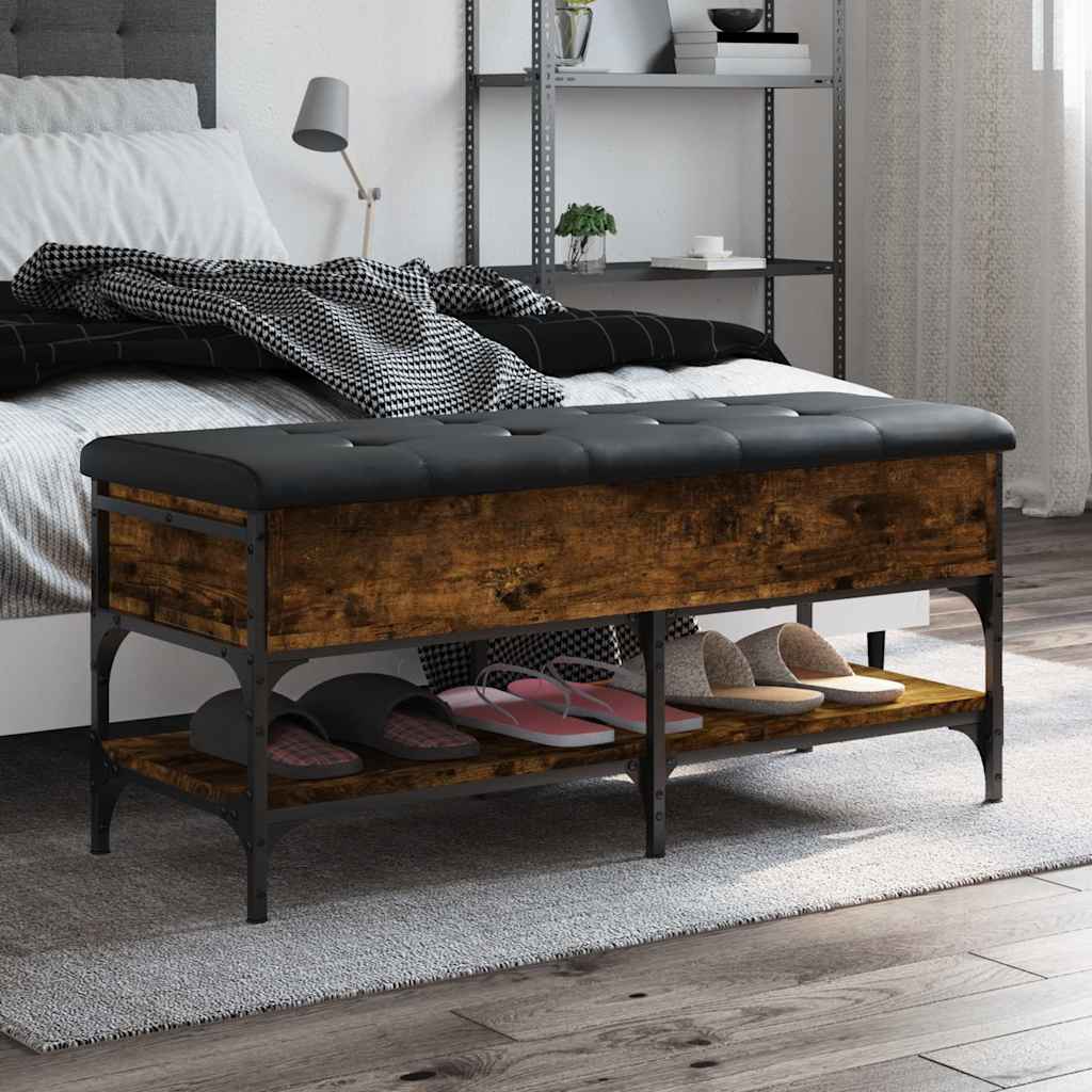 vidaXL Shoe Bench Smoked Oak 102x42x45 cm Engineered Wood