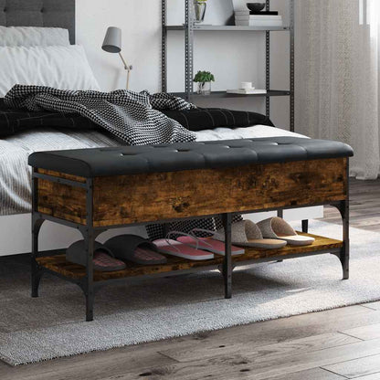 vidaXL Shoe Bench Smoked Oak 102x42x45 cm Engineered Wood