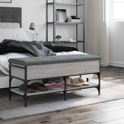 vidaXL Shoe Bench Grey Sonoma 102x42x45 cm Engineered Wood