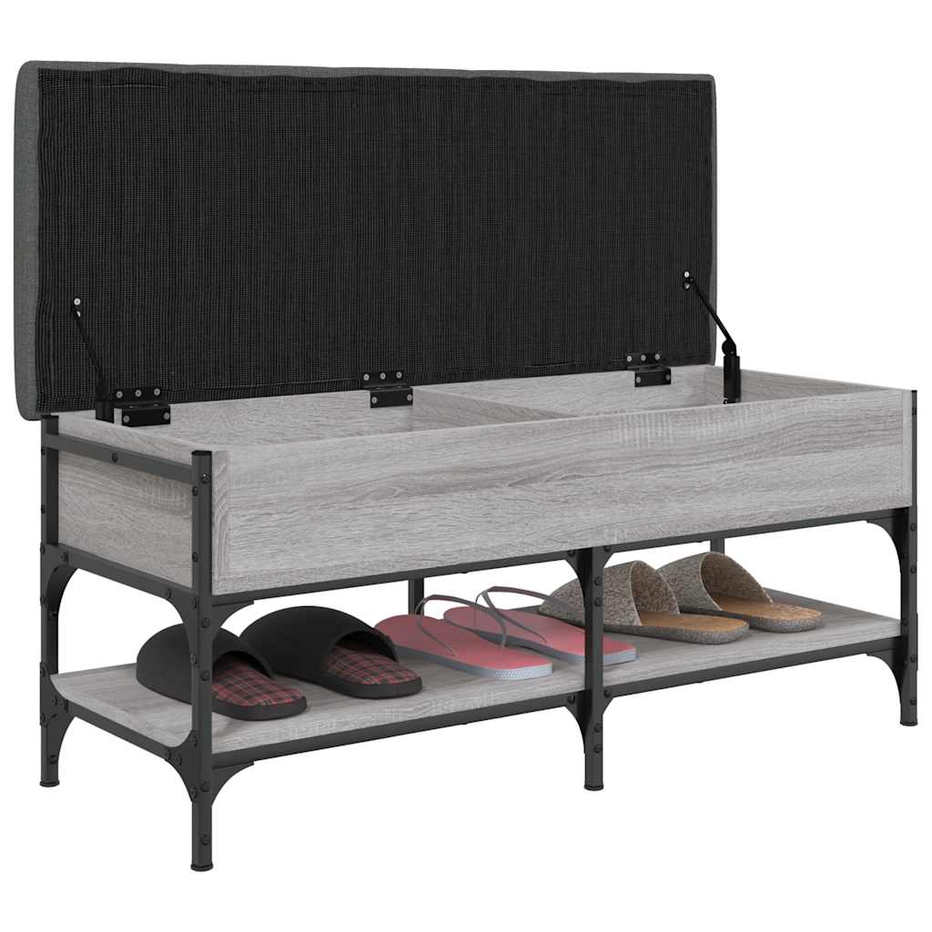 vidaXL Shoe Bench Grey Sonoma 102x42x45 cm Engineered Wood