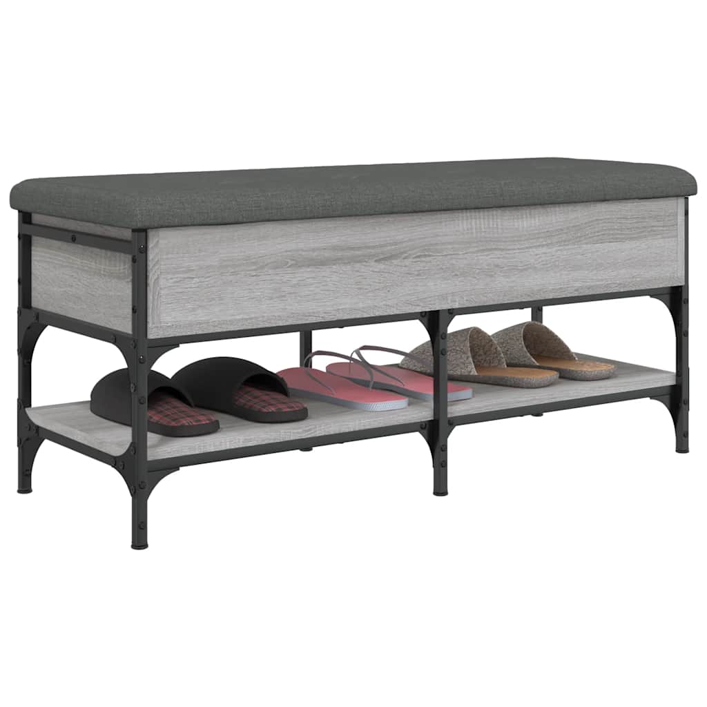 vidaXL Shoe Bench Grey Sonoma 102x42x45 cm Engineered Wood