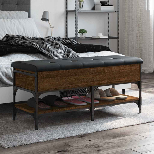 vidaXL Shoe Bench Brown Oak 102x42x45 cm Engineered Wood
