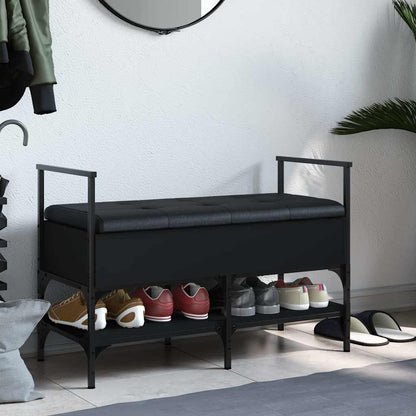 vidaXL Shoe Bench Black 85.5x42x57.5 cm Engineered Wood