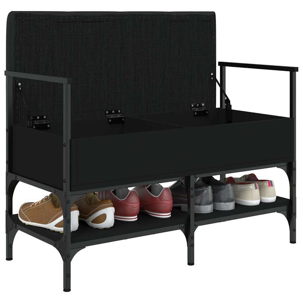 vidaXL Shoe Bench Black 85.5x42x57.5 cm Engineered Wood