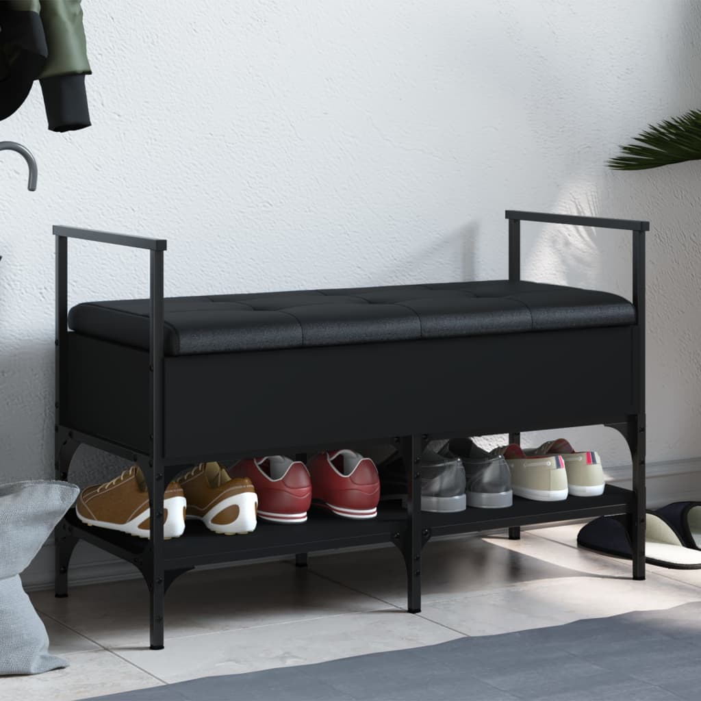 vidaXL Shoe Bench Black 85.5x42x57.5 cm Engineered Wood