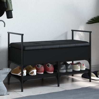 vidaXL Shoe Bench Black 85.5x42x57.5 cm Engineered Wood