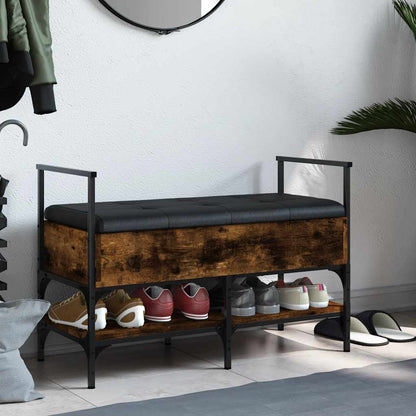 vidaXL Shoe Bench Smoked Oak 85.5x42x57.5 cm Engineered Wood