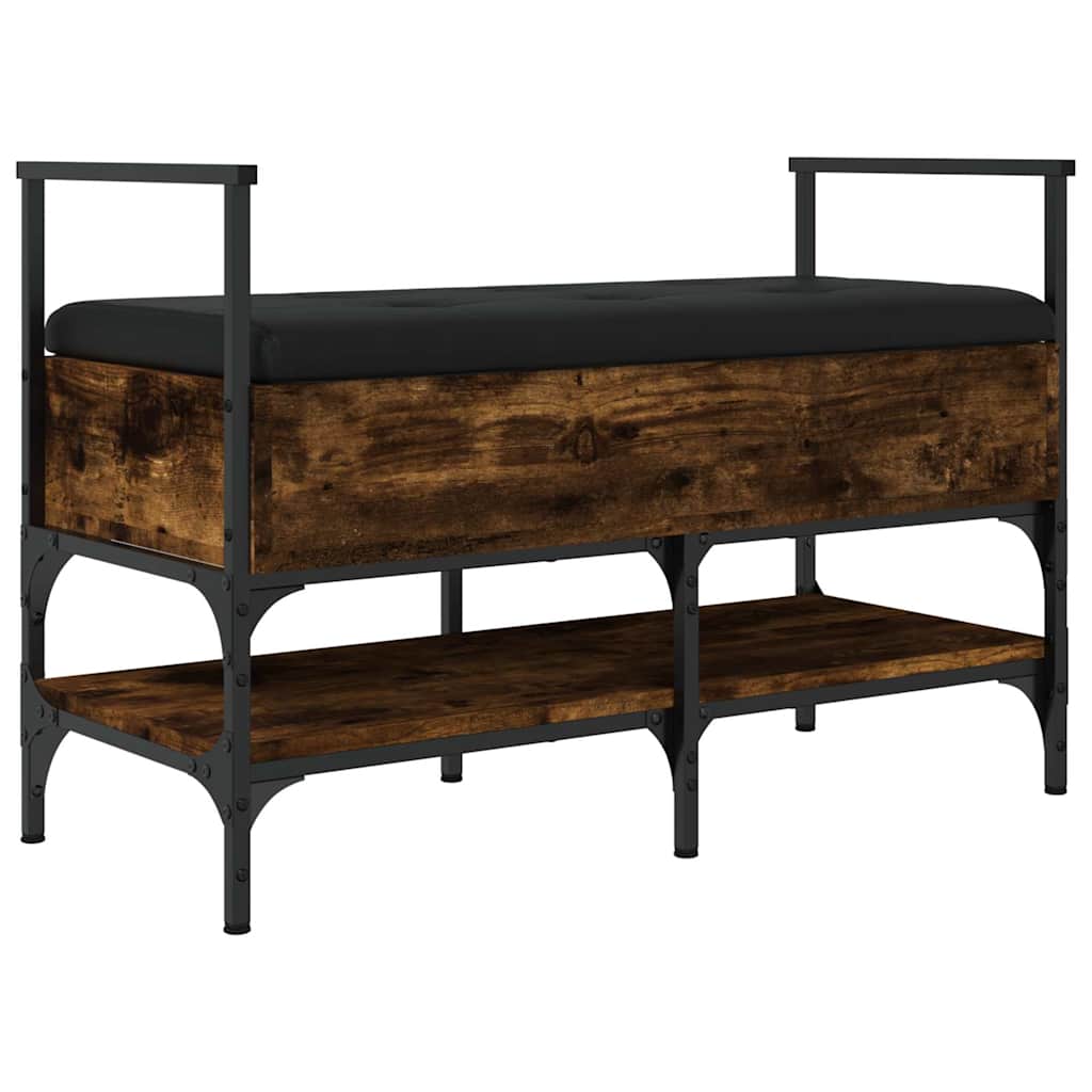 vidaXL Shoe Bench Smoked Oak 85.5x42x57.5 cm Engineered Wood