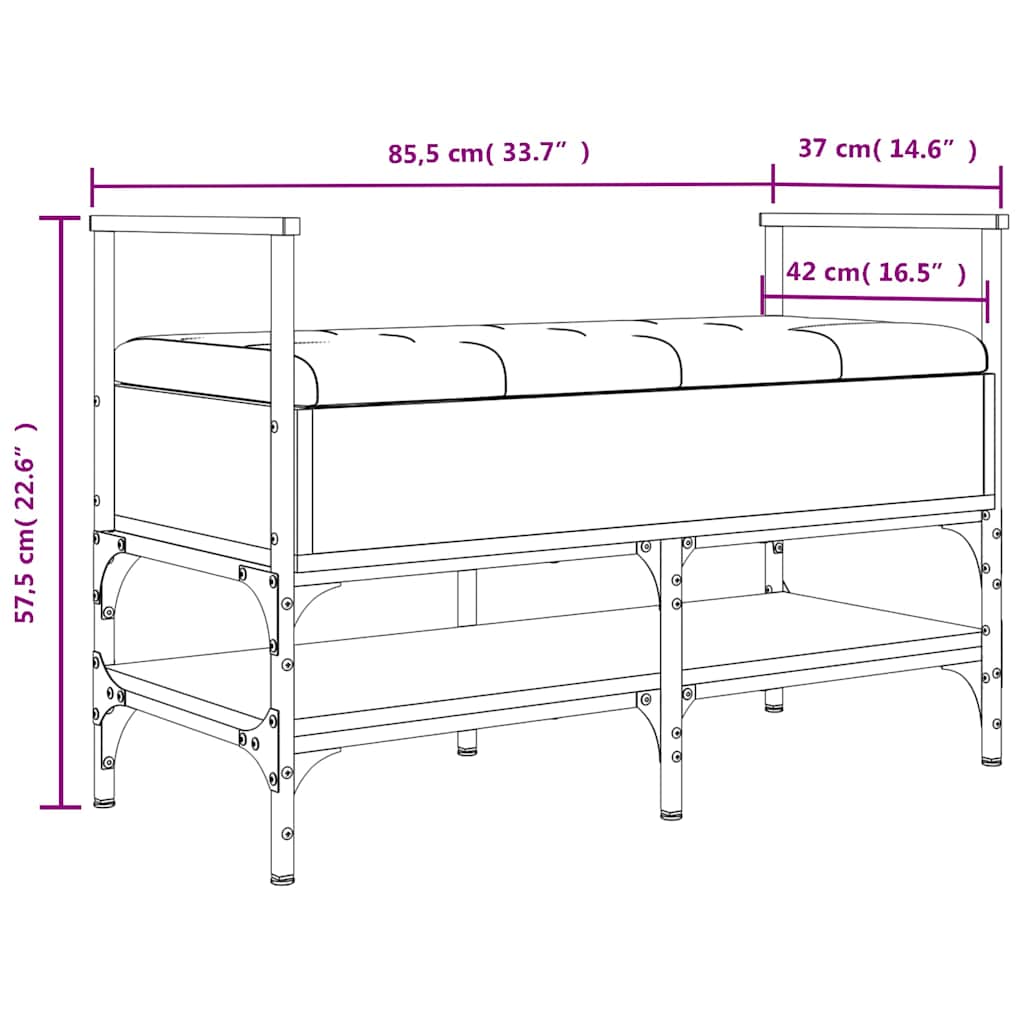 vidaXL Shoe Bench Smoked Oak 85.5x42x57.5 cm Engineered Wood