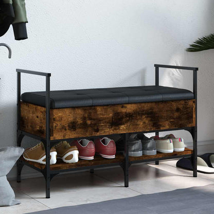 vidaXL Shoe Bench Smoked Oak 85.5x42x57.5 cm Engineered Wood