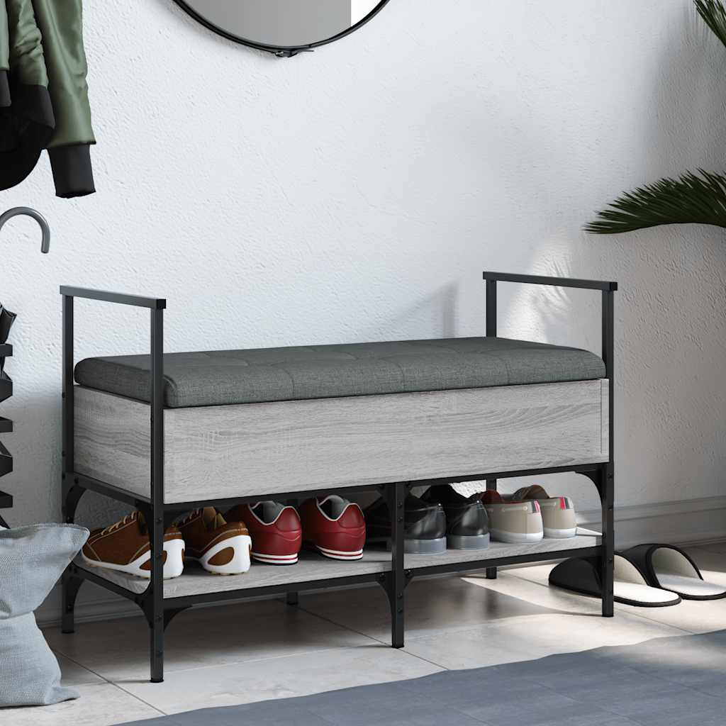 vidaXL Shoe Bench Grey Sonoma 85.5x42x57.5 cm Engineered Wood