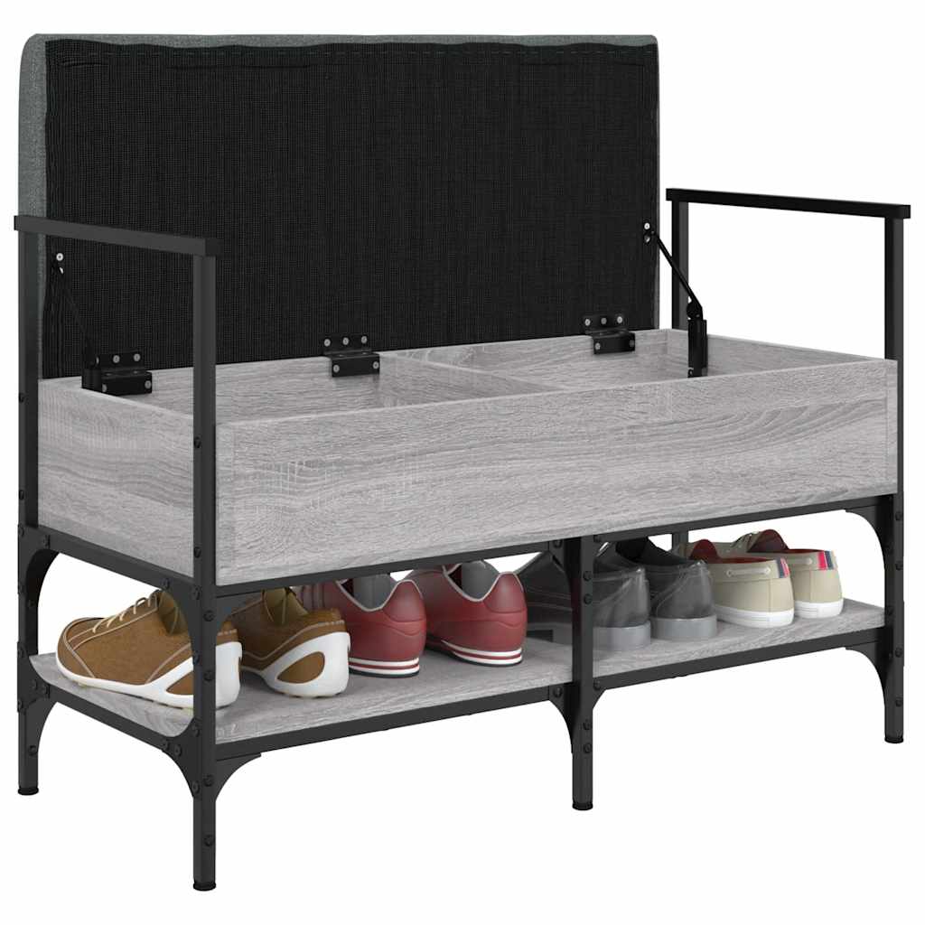vidaXL Shoe Bench Grey Sonoma 85.5x42x57.5 cm Engineered Wood