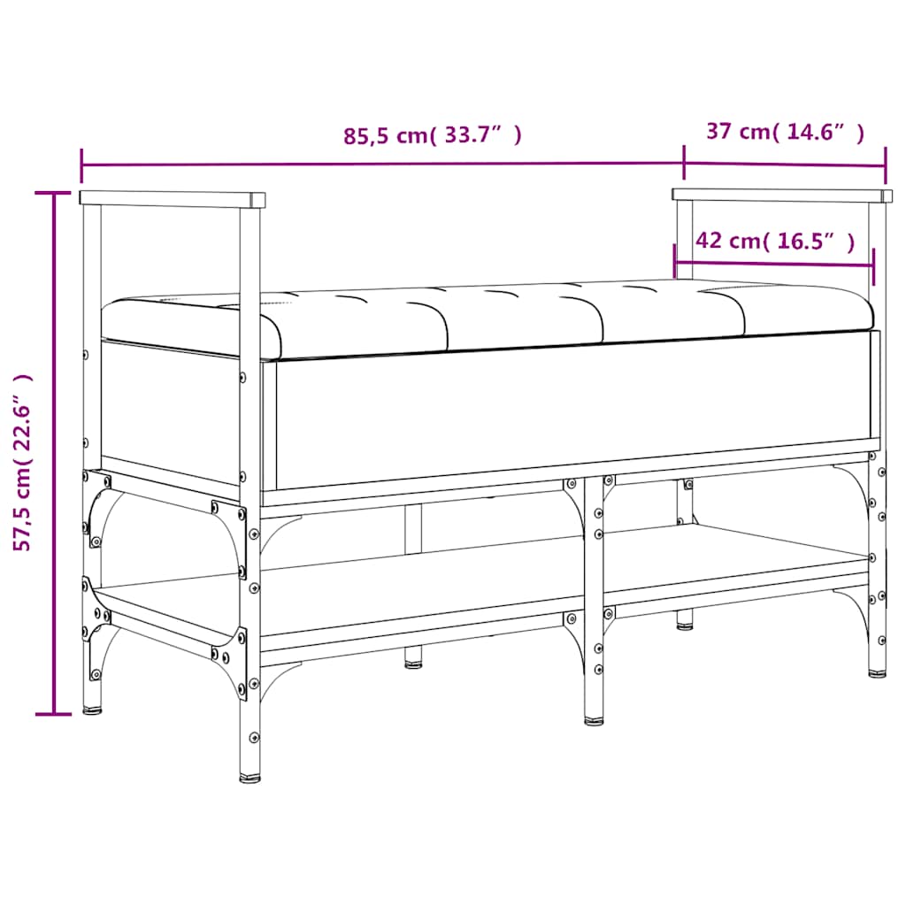 vidaXL Shoe Bench Grey Sonoma 85.5x42x57.5 cm Engineered Wood