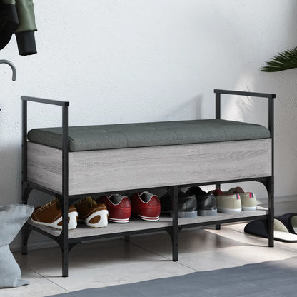 vidaXL Shoe Bench Grey Sonoma 85.5x42x57.5 cm Engineered Wood