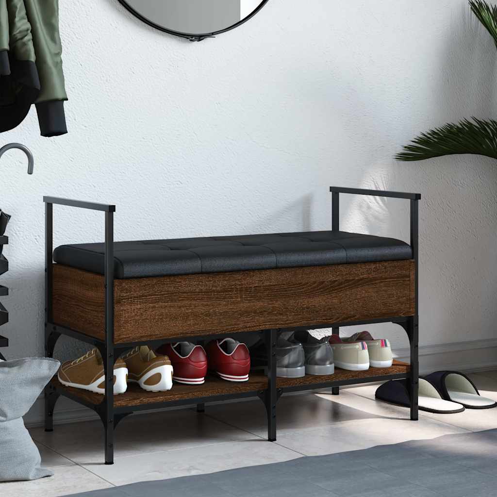 vidaXL Shoe Bench Brown Oak 85.5x42x57.5 cm Engineered Wood