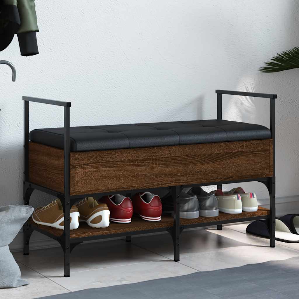 vidaXL Shoe Bench Brown Oak 85.5x42x57.5 cm Engineered Wood