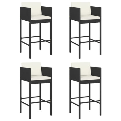 vidaXL 5 Piece Garden Bar Set with Cushions Black Poly Rattan