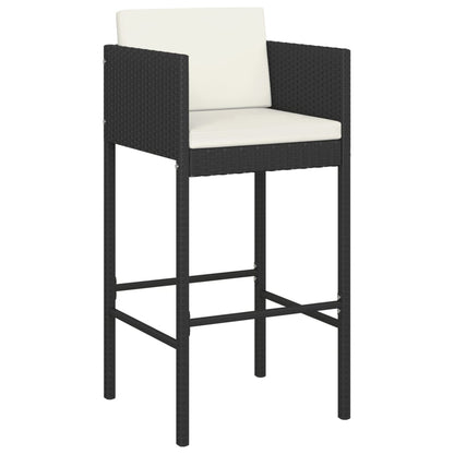 vidaXL 5 Piece Garden Bar Set with Cushions Black Poly Rattan