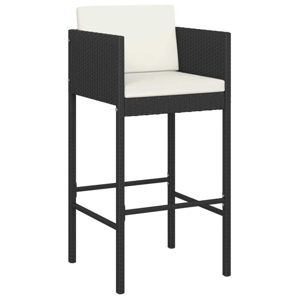 vidaXL 5 Piece Garden Bar Set with Cushions Black Poly Rattan