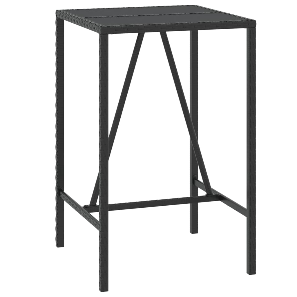 vidaXL 5 Piece Garden Bar Set with Cushions Black Poly Rattan