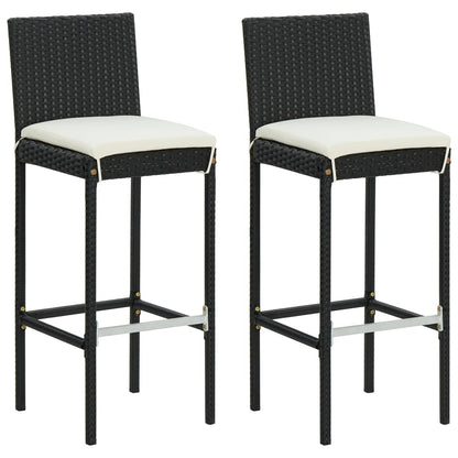 vidaXL 3 Piece Garden Bar Set with Cushions Black Poly Rattan