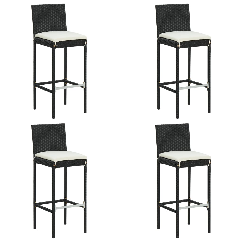 vidaXL 5 Piece Garden Bar Set with Cushions Black Poly Rattan