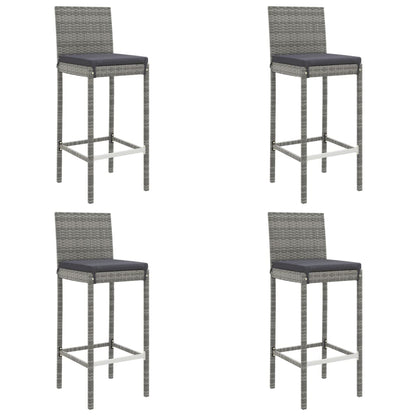 vidaXL 5 Piece Garden Bar Set with Cushions Grey Poly Rattan