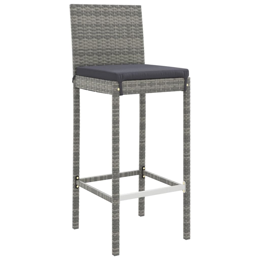 vidaXL 5 Piece Garden Bar Set with Cushions Grey Poly Rattan