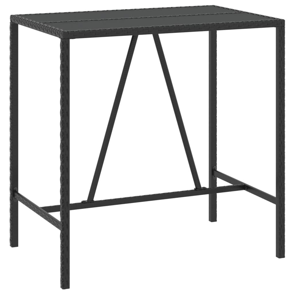 vidaXL 7 Piece Garden Bar Set with Cushions Black Poly Rattan