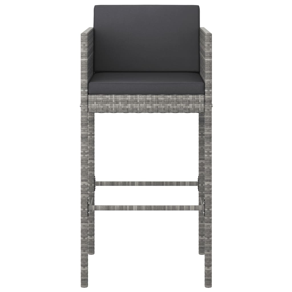 vidaXL 7 Piece Garden Bar Set with Cushions Grey Poly Rattan