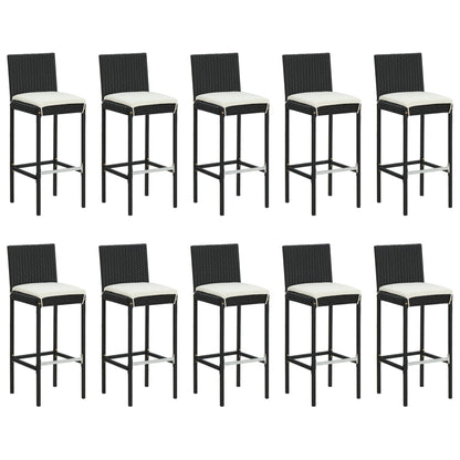 vidaXL 11 Piece Garden Bar Set with Cushions Black Poly Rattan