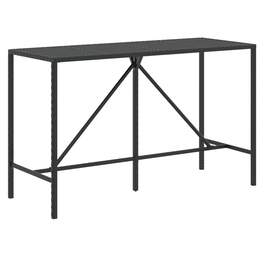 vidaXL 11 Piece Garden Bar Set with Cushions Black Poly Rattan