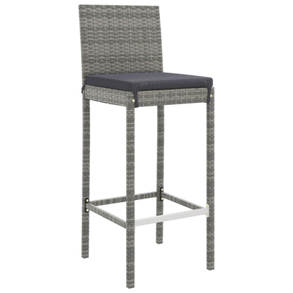 vidaXL 9 Piece Garden Bar Set with Cushions Grey Poly Rattan
