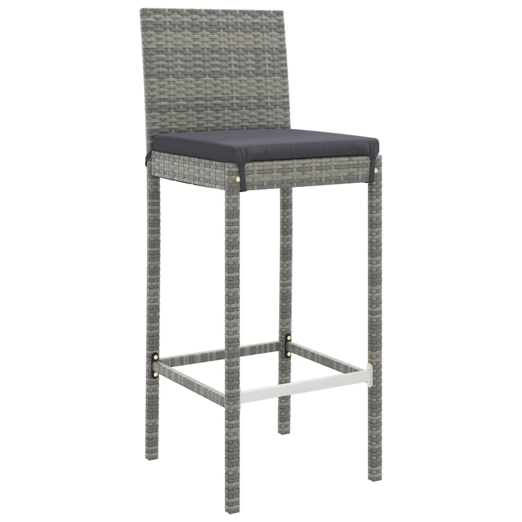 vidaXL 11 Piece Garden Bar Set with Cushions Grey Poly Rattan