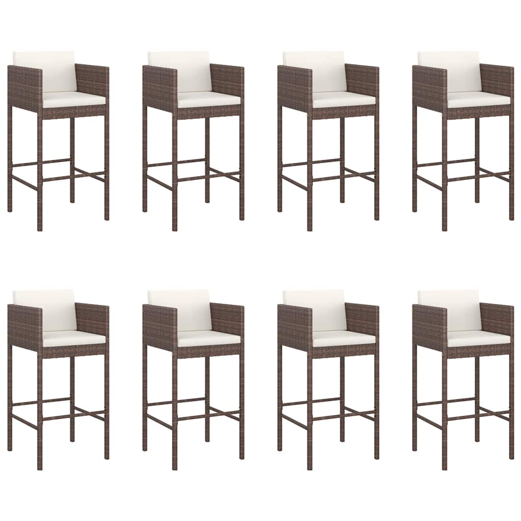 vidaXL 9 Piece Garden Bar Set with Cushions Brown Poly Rattan