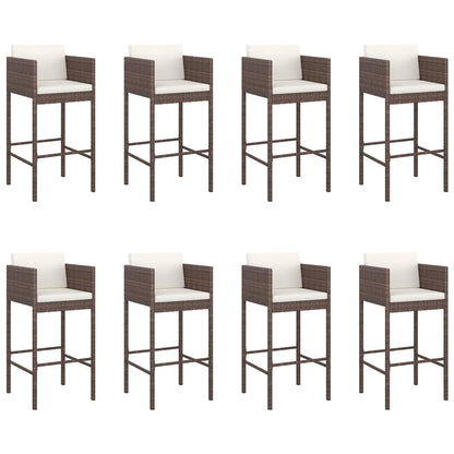 vidaXL 9 Piece Garden Bar Set with Cushions Brown Poly Rattan