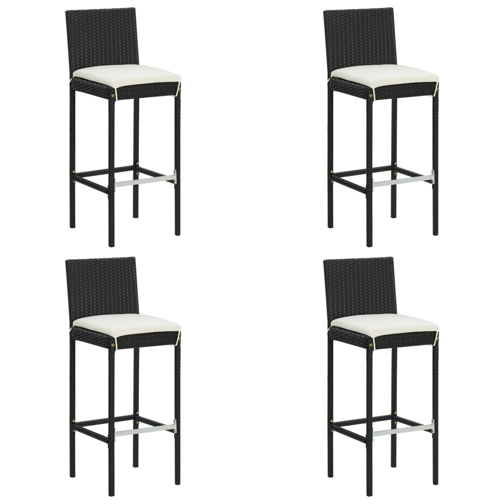 vidaXL 5 Piece Garden Bar Set with Cushions Black Poly Rattan