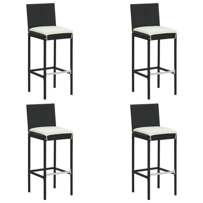 vidaXL 5 Piece Garden Bar Set with Cushions Black Poly Rattan
