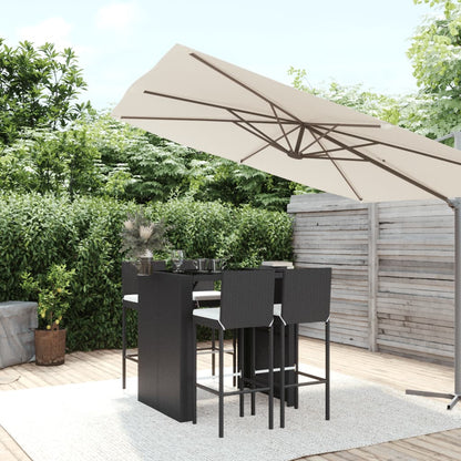 vidaXL 5 Piece Garden Bar Set with Cushions Black Poly Rattan
