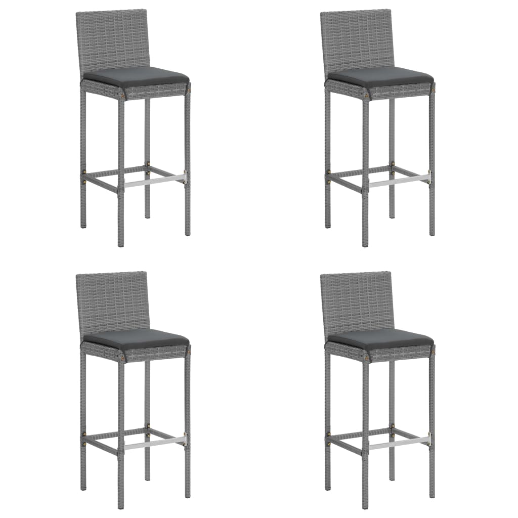 vidaXL 5 Piece Garden Bar Set with Cushions Grey Poly Rattan