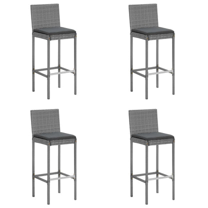 vidaXL 5 Piece Garden Bar Set with Cushions Grey Poly Rattan